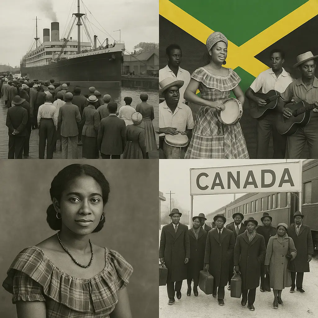 Caribbean immigrants arriving in Canada with Jamaican flag