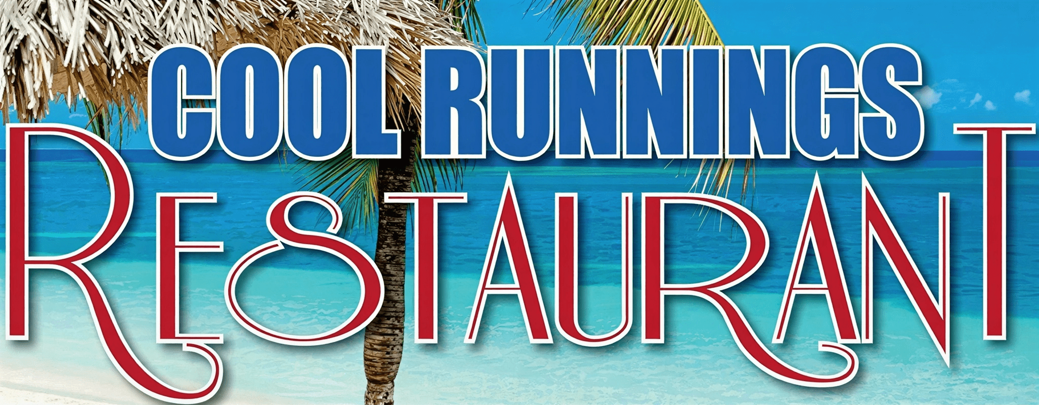 Cool Runnings Restaurant sign with palm tree