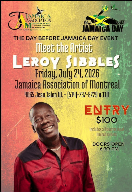 Smiling performer on Jamaica Day event poster